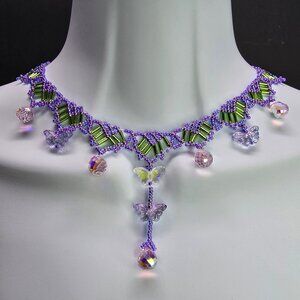 Handmade 925 Sterling Silver Butterfly Garden Inspired Necklace and Earring Set